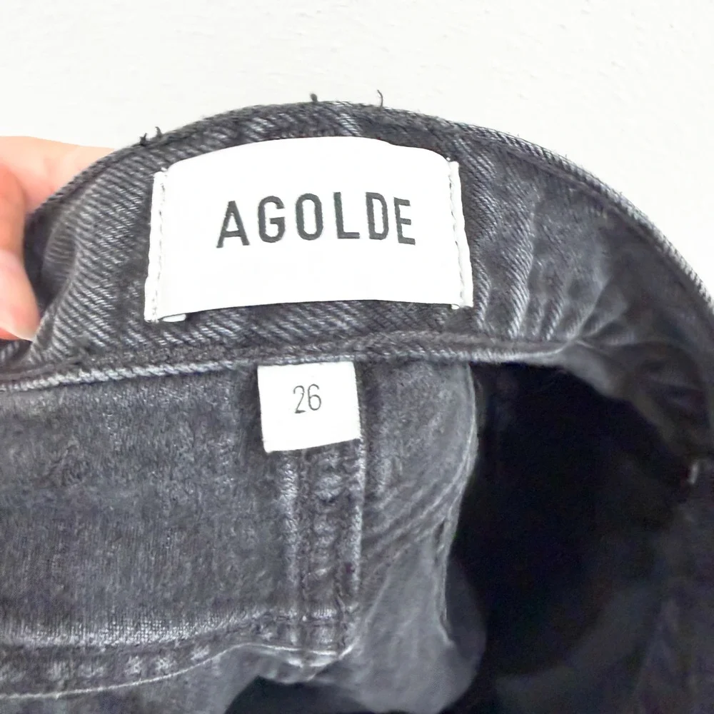 Agolde Parker Long 100% Cotton Denim Boho Preppy Festival Black Shorts 26